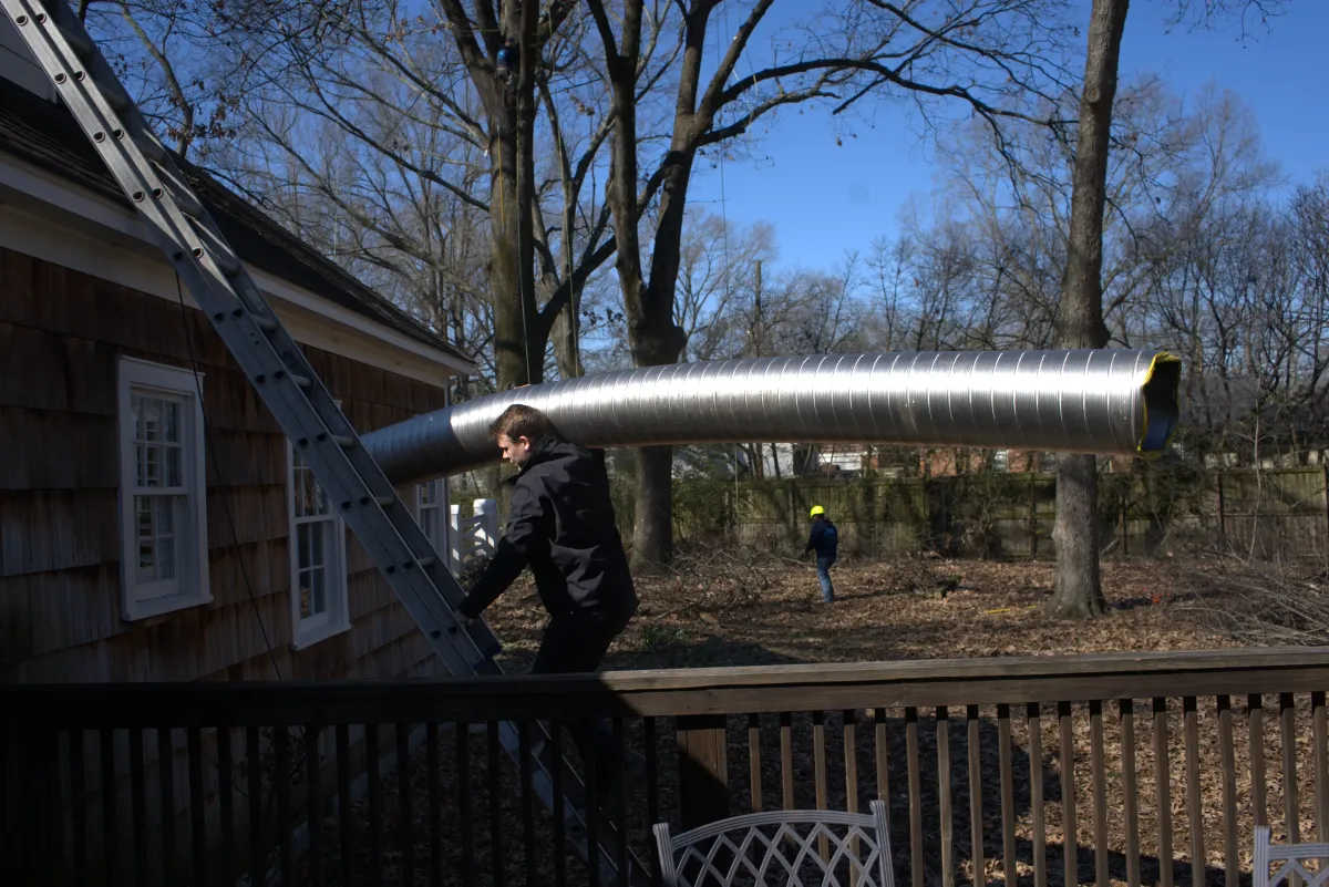 Chimney damage documented for an insurance claim