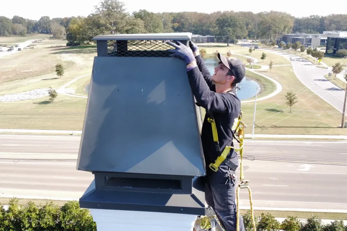 Custom-fabricated chimney cap and chase cover installation
